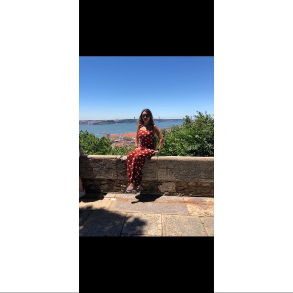 Rust color polka dot jumpsuit - Picture 4 of 4